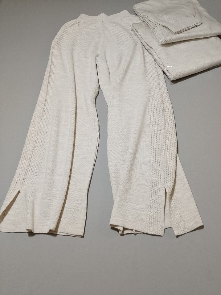 Bej Örgü Kadın Rahat Kesim Pantolon - Görsel 3