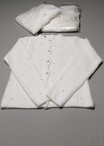 Kadın Beyaz İnci Detaylı Hırka - Görsel 6