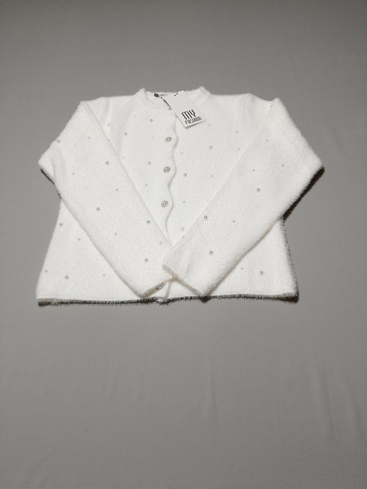 Kadın Beyaz İnci Detaylı Hırka - Görsel 3