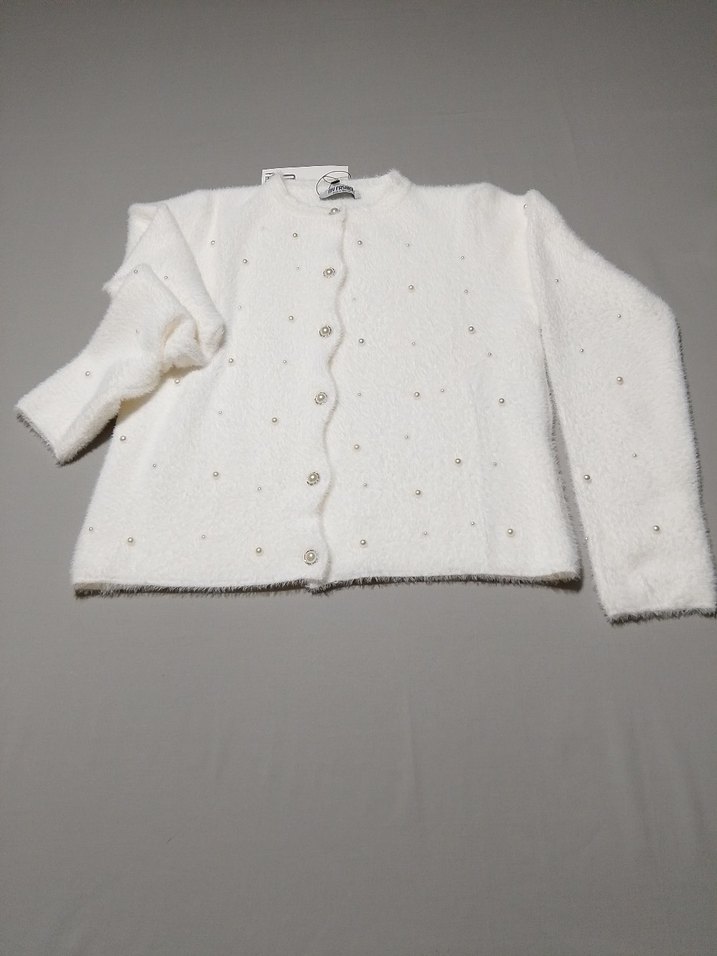 Kadın Beyaz İnci Detaylı Hırka - Görsel 5