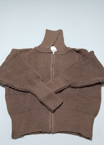 Kahverengi Kısa Dik Yaka Kadın Kazak - Görsel 6