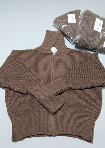 Kahverengi Kısa Dik Yaka Kadın Kazak - Görsel 8