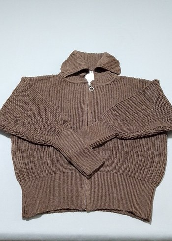 Kahverengi Kısa Dik Yaka Kadın Kazak - Görsel 4