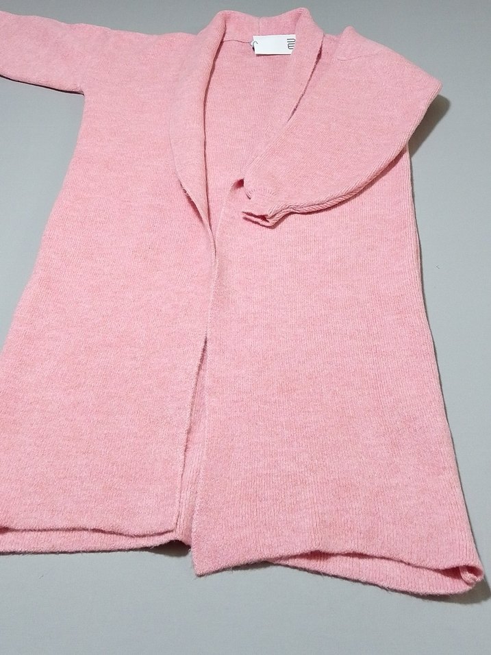 Pembe Uzun Kollu Triko Hırka - Görsel 3