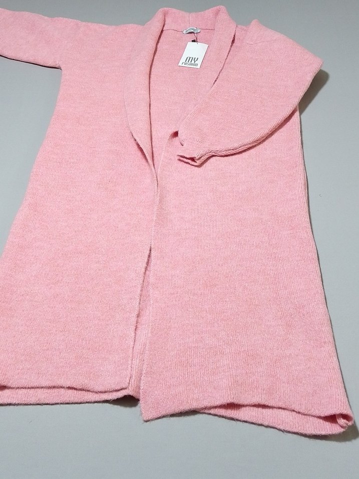 Pembe Uzun Kollu Triko Hırka - Görsel 4