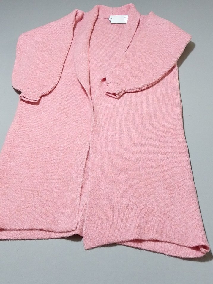 Pembe Uzun Kollu Triko Hırka - Görsel 2