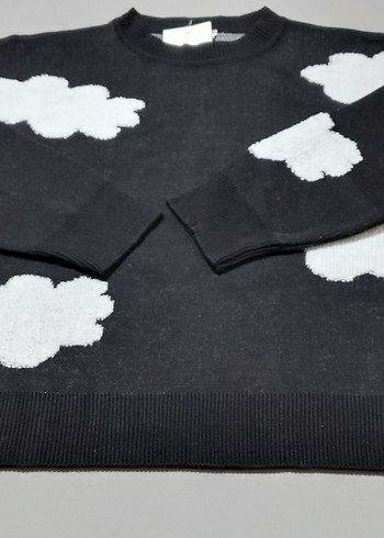 Siyah Bulut Desenli Uzun Kollu Triko Kazak - Görsel 7