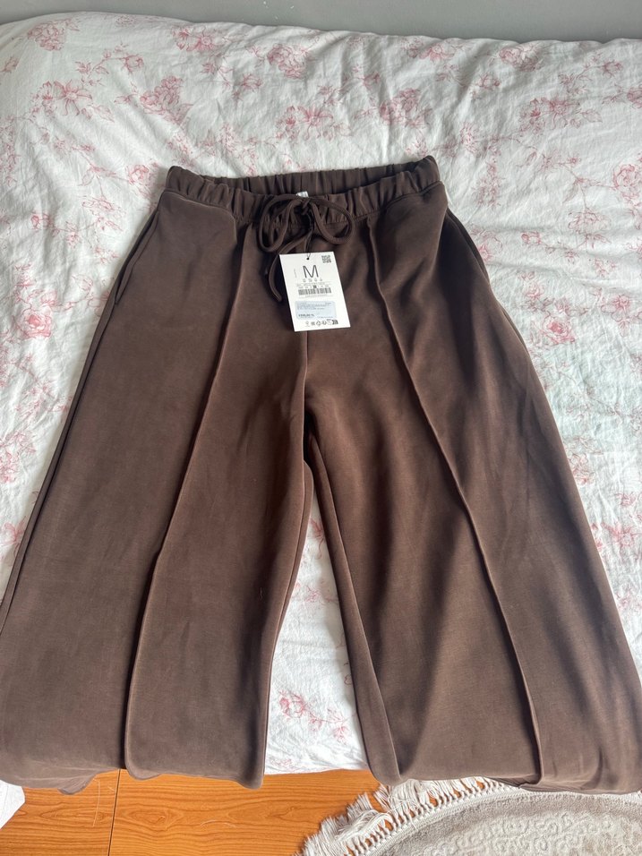 Stradivarius Kahverengi Süet Kadın Pantolon - Görsel 5