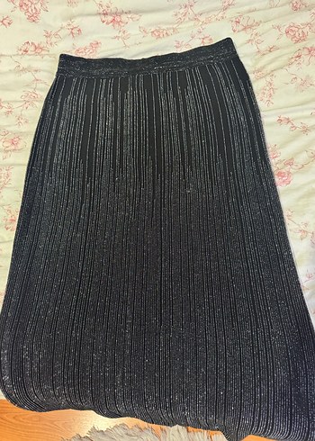 Kadın Siyah parlak Uzun Etek - Görsel 2