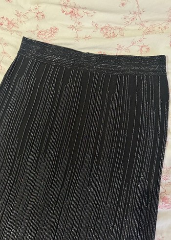 Kadın Siyah parlak Uzun Etek - Görsel 3