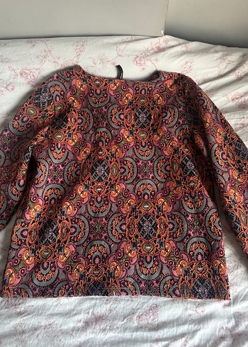 Bohem Çok Renkli Desenli Midi Ceket - Görsel 4