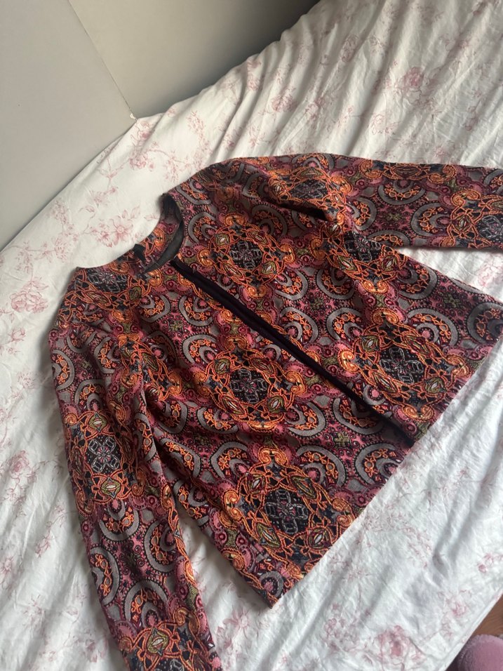 Bohem Çok Renkli Desenli Midi Ceket - Görsel 5