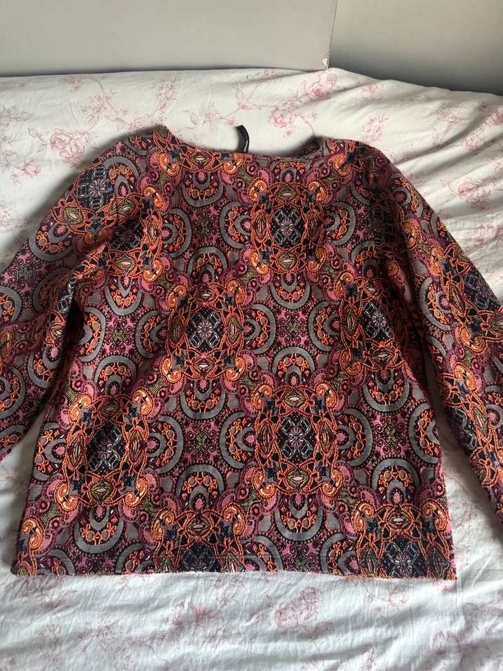 Bohem Çok Renkli Desenli Midi Ceket - Görsel 4