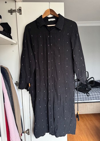 Siyah Keten Kadın Gömlek - Görsel 5