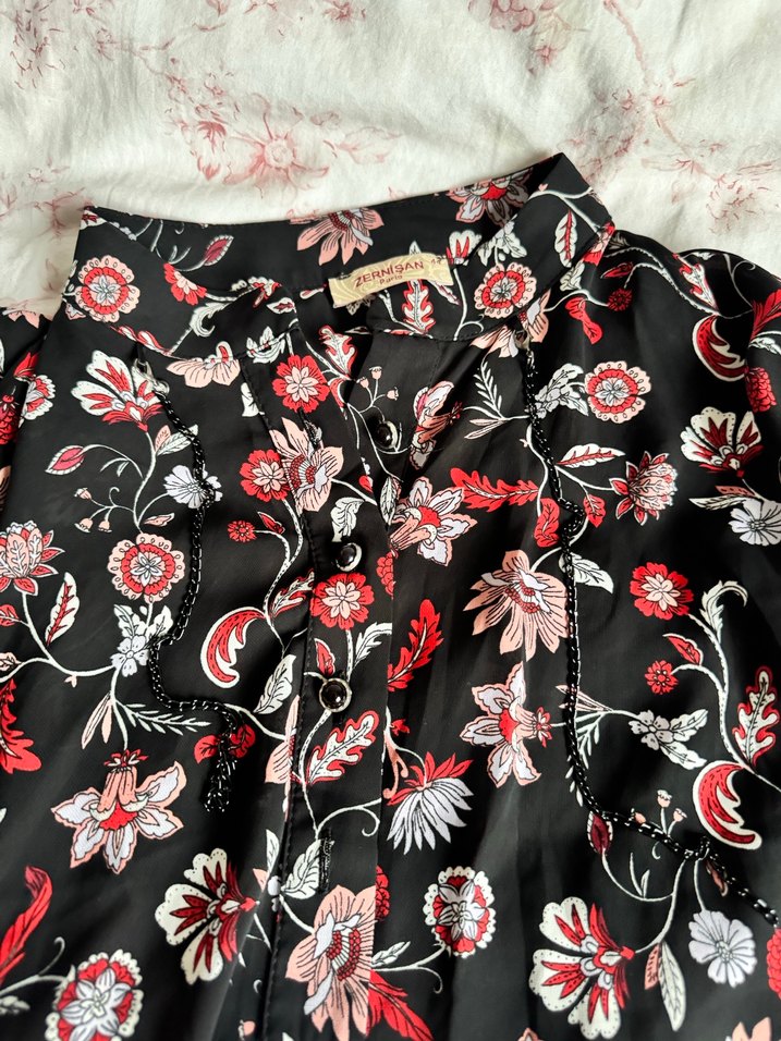 Çiçek Desenli Bohem Uzun Kollu Tunik - Görsel 4