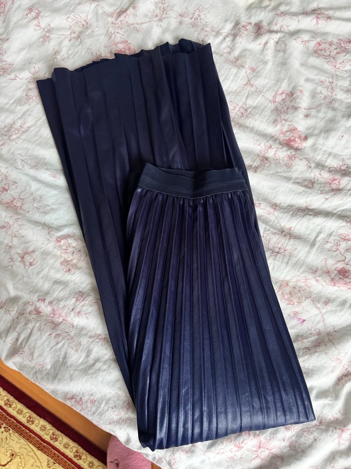 Lacivert Pilili Uzun Etek - Görsel 3