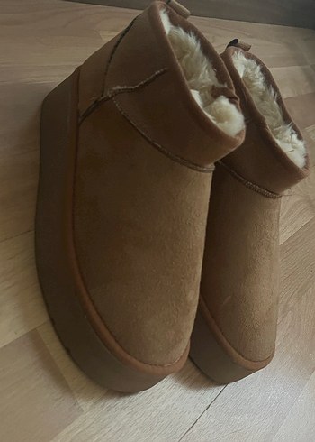 Kürklü Kahverengi Süet Kadın Dolgu Topuk Bot - Görsel 2