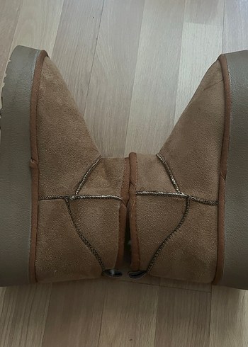 Kürklü Kahverengi Süet Kadın Dolgu Topuk Bot - Görsel 6