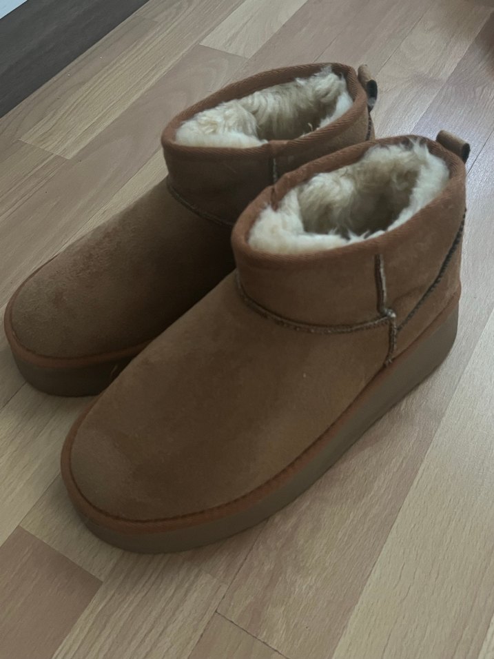 Kürklü Kahverengi Süet Kadın Dolgu Topuk Bot - Görsel 3