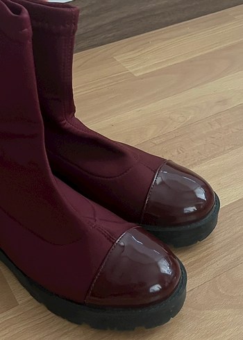 Bordo Rugan Uçlu Lastikli İnce Topuklu Bot - Görsel 5