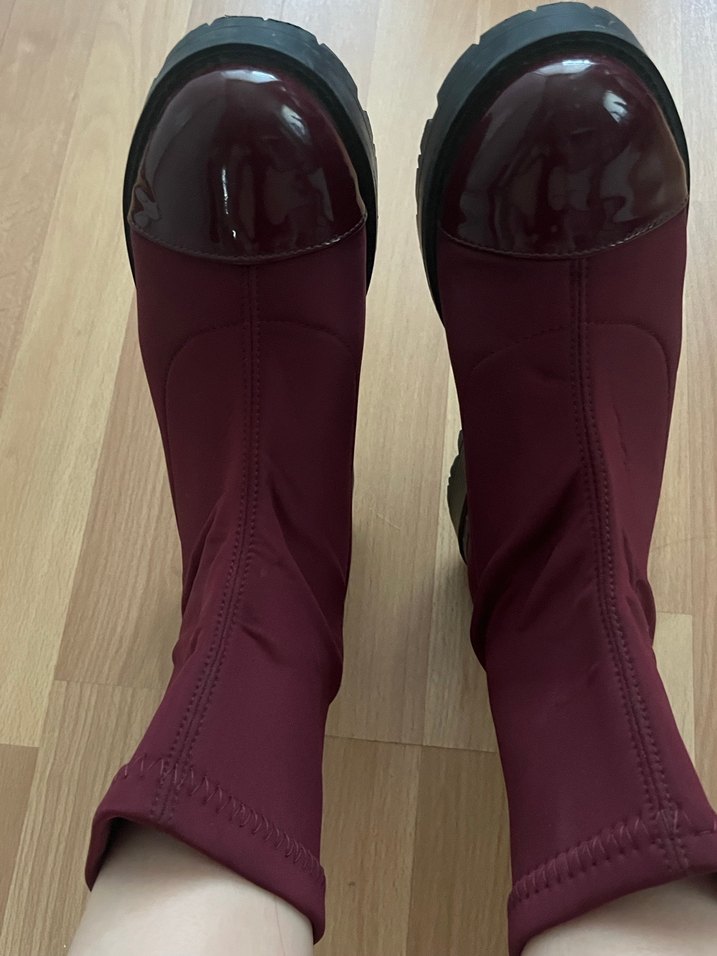 Bordo Rugan Uçlu Lastikli İnce Topuklu Bot - Görsel 2