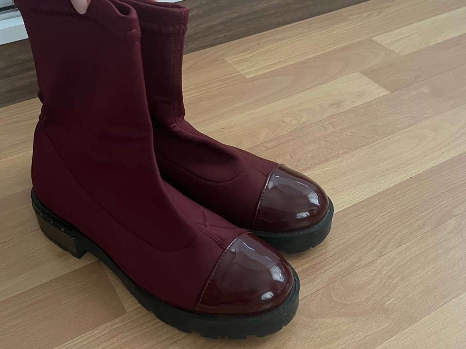 Bordo Rugan Uçlu Lastikli İnce Topuklu Bot - Görsel 5