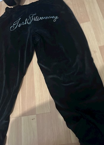 Kadın Siyah Taşlı Kadife Jogger Eşofman Altı Y2K - Görsel 2