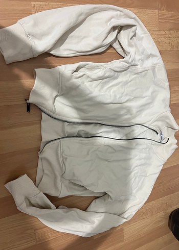 Kadın Beyaz Fermuarlı Uzun Kollu Ceket Zara - Görsel 2