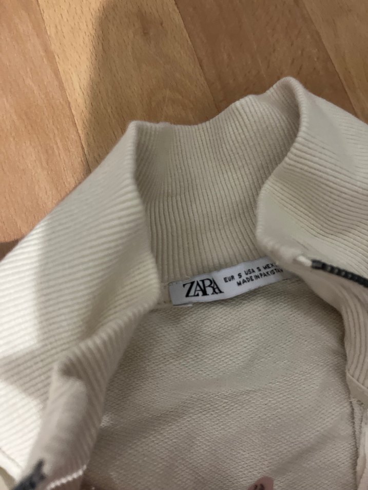 Kadın Beyaz Fermuarlı Uzun Kollu Ceket Zara - Görsel 3