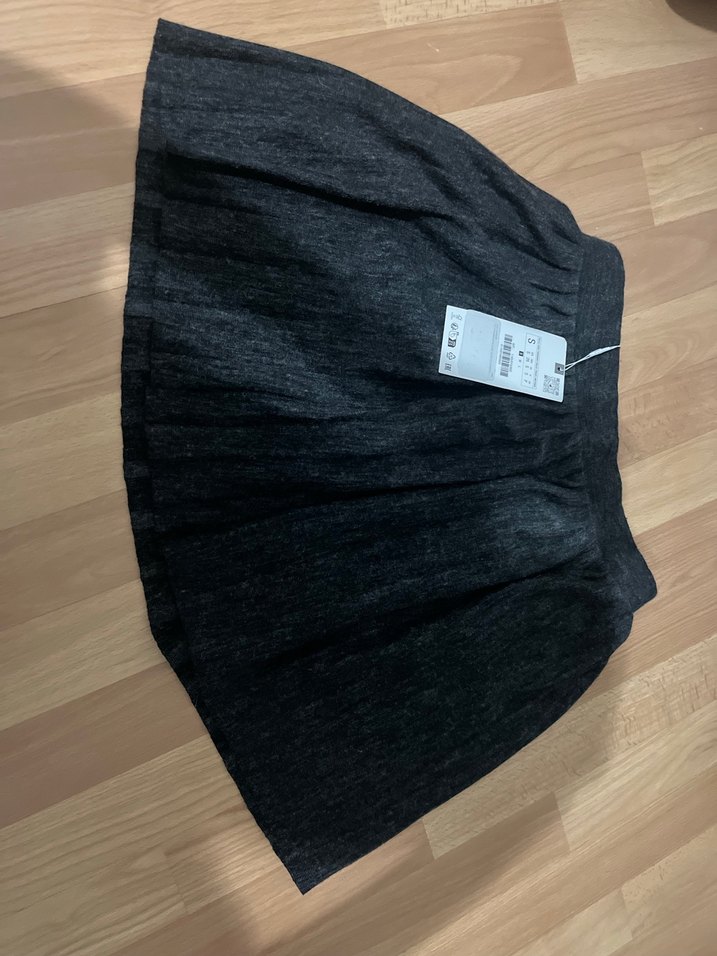 Kadın Gri Pilili Uzun Kışlık Etek Zara - Görsel 5