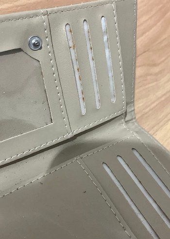 Gri Deri Yılan Desenli Fermuarlı Kadın Cüzdanı - Görsel 7