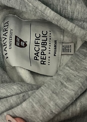 Kapüşonlu Harvard Baskılı Gri Kadın Kalın Sweatshirt Pull Bear - Görsel 7