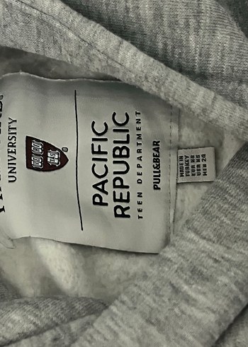 Kapüşonlu Harvard Baskılı Gri Kadın Kalın Sweatshirt Pull Bear - Görsel 10