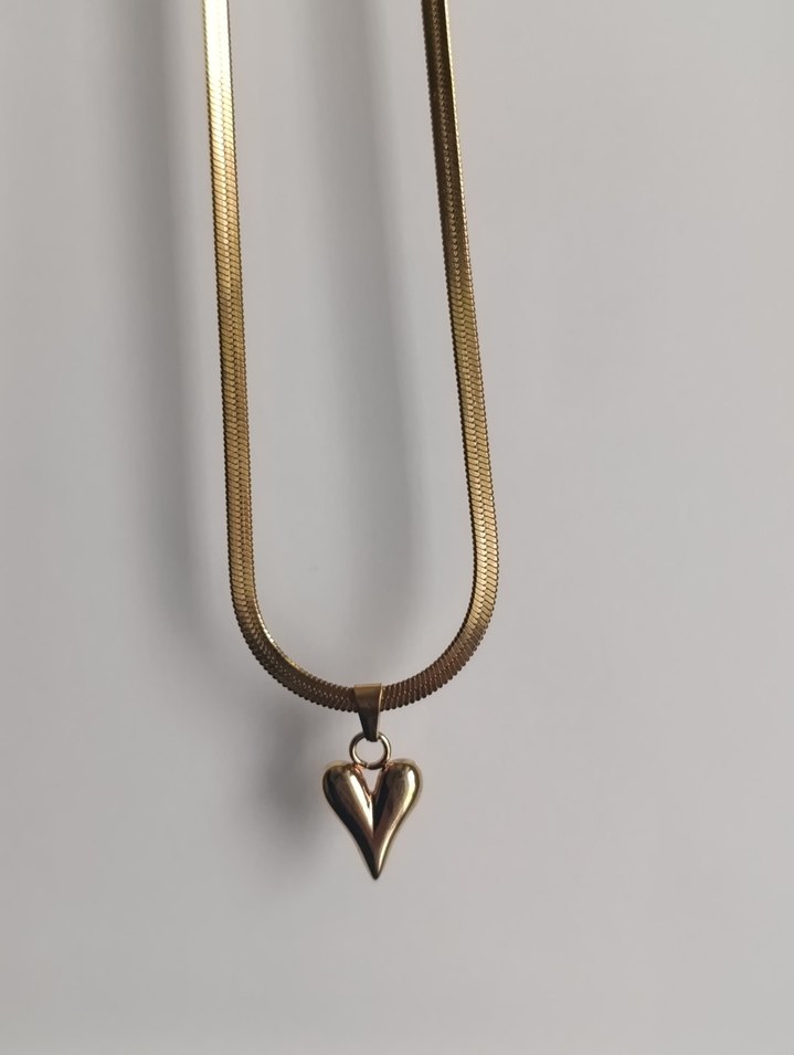 İtalyan zincirli Gold kalp kolye - Görsel 2