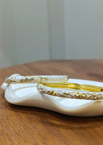 Beyaz renk Gold renk mineli bilezik - Görsel 4