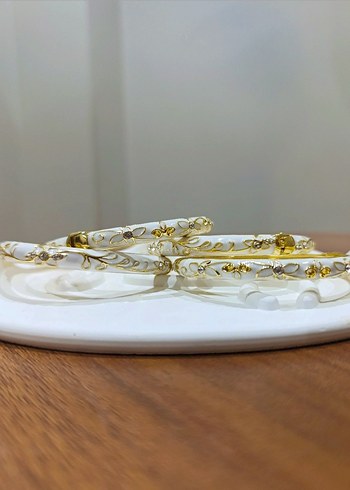 Beyaz renk Gold renk mineli bilezik - Görsel 6