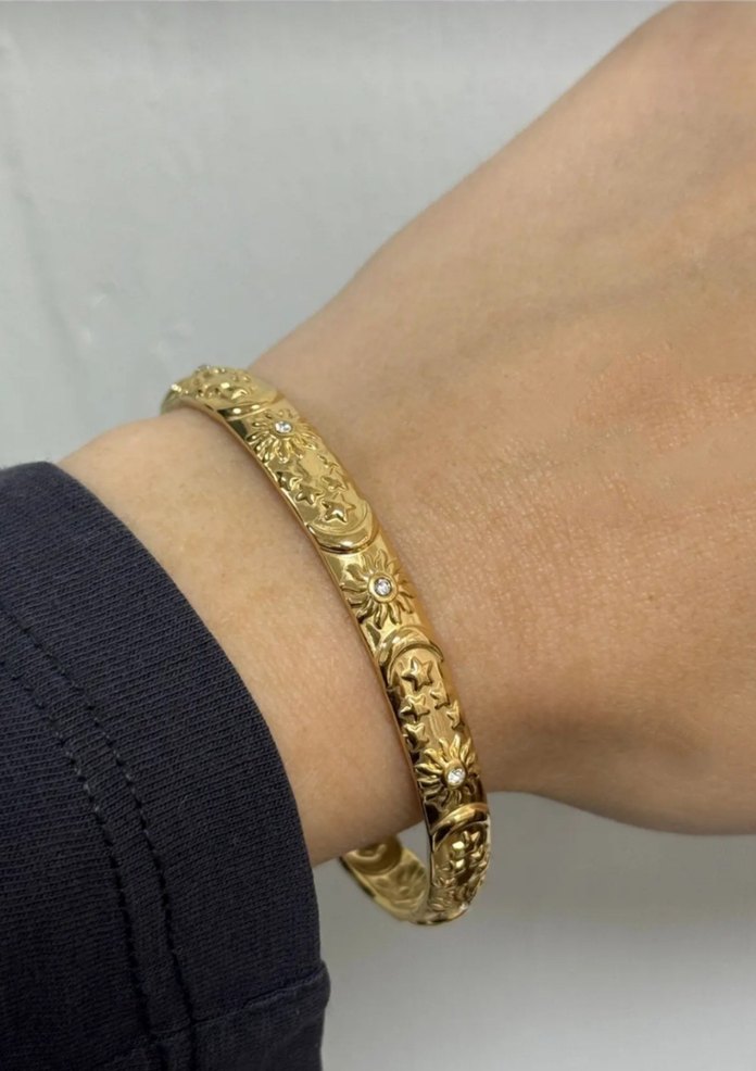 Gezegen desenli Gold bilezik - Görsel 4