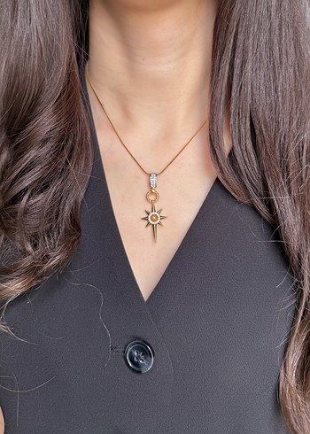 Kutup yıldızı  Zincir Detaylı Altın Kolye - Görsel 2