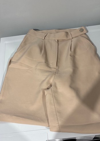 Bej Midi Kadın Kumaş Pantolon - Görsel 2