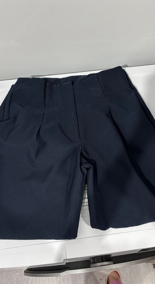 Kadın koyu lacivert havuç paça kumaş pantolon - Görsel 2