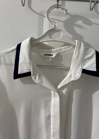 Düğmeli Beyaz Uzun Kollu Kadın Gömlek - Görsel 3