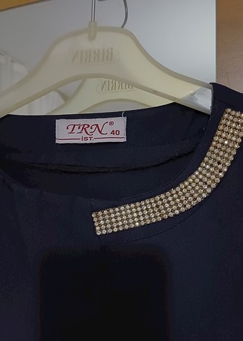 Lacivert V Yaka Uzun Kollu Kadın Elbise - Görsel 2