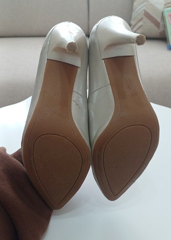 Bej Deri Stiletto Kadın Topuklu Ayakkabı - Görsel 3