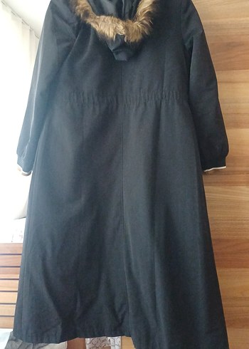 Siyah Uzun Kaban Fermuarlı - Görsel 4