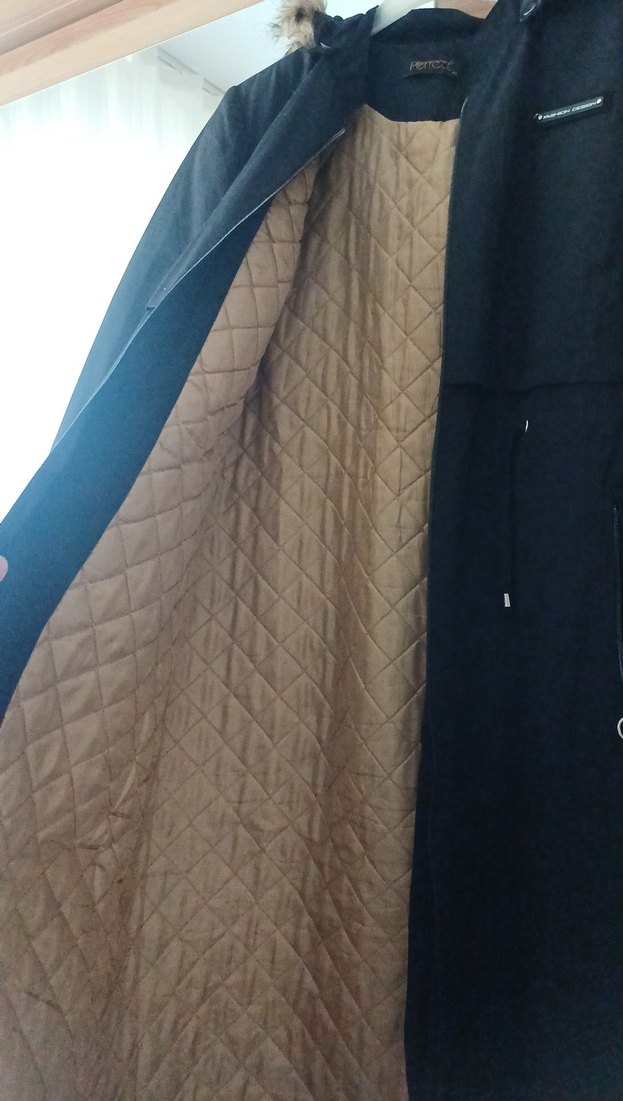 Siyah Uzun Kaban Fermuarlı - Görsel 2