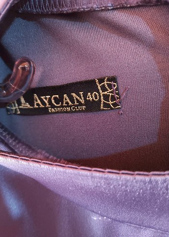 Uzun Kollu İşlemeli Mor Abiye Elbise - Görsel 5