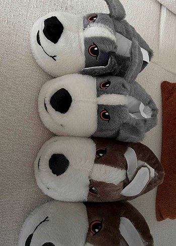37 Beden Kızlar için Gri Leopar Desenli Sıcak Terlik