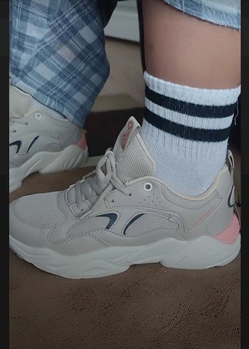 Bej Bağcıklı Spor Kadın Sneakers