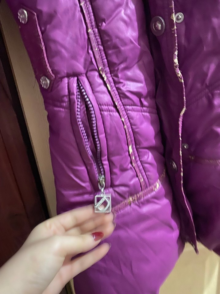 Mor Uzun kız çocuk Kışlık Mont Kürklü - Görsel 3