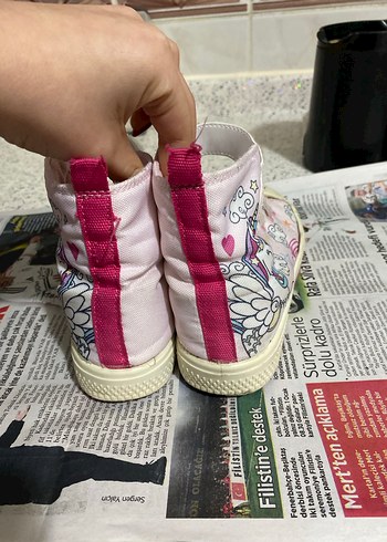 Kız Çocuk Pembe Bağcıklı Ve Cırtlı Spor Ayakkabı - Görsel 3